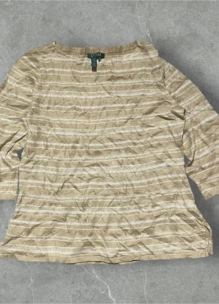 Goud witte trui van linnen lauren ralph lauren dames maat XL in goede staat old money sweater, brand: Ralph Lauren, condizioni: Nuovo senza cartellino, taglia: M / IT 42 / EU 38, €8.00, €9.10 include la Protezione acquisti