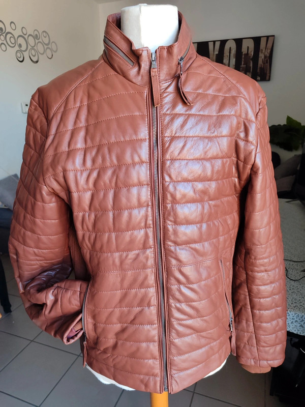 Blouson cuir matelassé