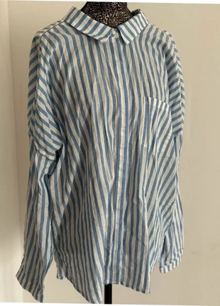 Chemise rayée bleu et blanc – Manches chauve-souris – Taille L, marca: Zara Basic, estado: Muy bueno, tamaño: L / 40 / 12, 15,00 €, 16,45 € Protección al comprador incluida