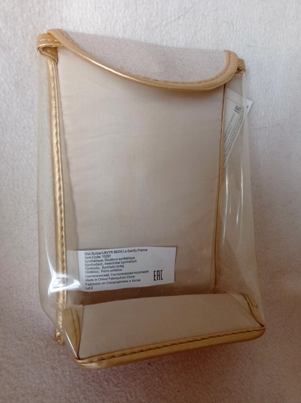 Trousse pochette transparente et doré, LBVYR, 14x21x8 cm