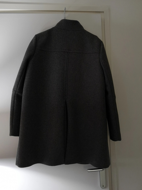 Zapa manteau gris poches en cuir noir 2