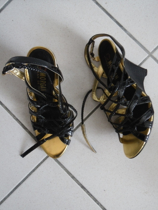 sandales compensées noires/or Morgan 38 3