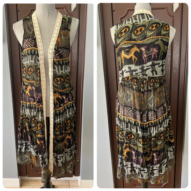 Urban Renewal Vintage Anthropological Print Duster Vest 1