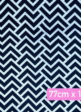 Canvasstof – geometrisch zigzagpatroon in wit & donkerblauw, marca: TISSU, estado: Nuevo con etiquetas, 7,00 €, 8,05 € Protección al comprador incluida