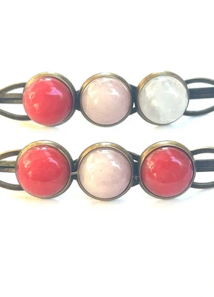 Magnifique lot de deux barrettes La trilogie d'agates roses, brand: LheureDesThés Bijoux, condition: Very good, €20.00, €21.70 includes Buyer Protection