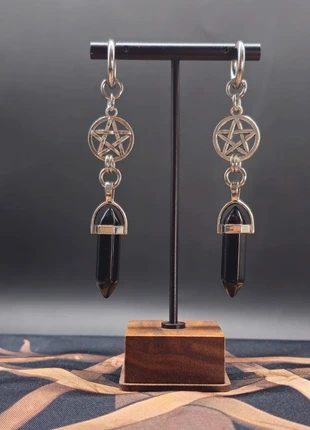 Midnight Black Crystal Pentagram Earrings – Dark Elegance Gothic Jewelry, brand: gothic, condition: New without tags, £8.00, £9.10 includes Buyer Protection Pro