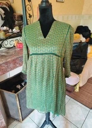 Robe vert doré motif chevron Willow Ba&sh XS/34 2019 collection vintage green dress, brand: Ba&sh, condition: Very good, size: XS / 34 / 6, €28.00, €30.10 includes Buyer Protection