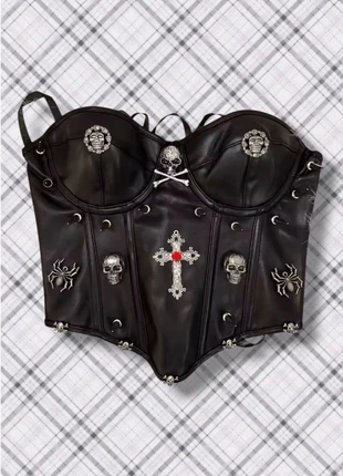 Goth Punk bustier corset PU leather with spikes size M, marca: Alternative, estado: Nuevo con etiquetas, tamaño: M / 38 / 10, 30,00 €, 32,20 € Protección al comprador incluida