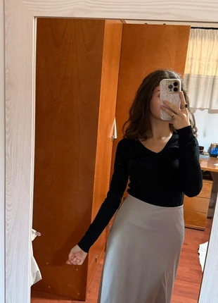 Cotton Elegant Black V-Neck Long Sleeve Top – Size S, marca: Italian boutique, estado: Bueno, tamaño: S / 36 / 8, 5,00 €, 5,95 € Protección al comprador incluida