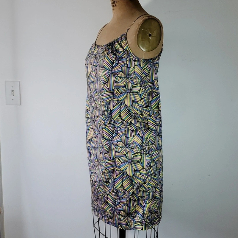 Marc Jacobs Dress Size S/M Abstract Floral Spaghetti Strap Pocket Mini Blue Pink 3