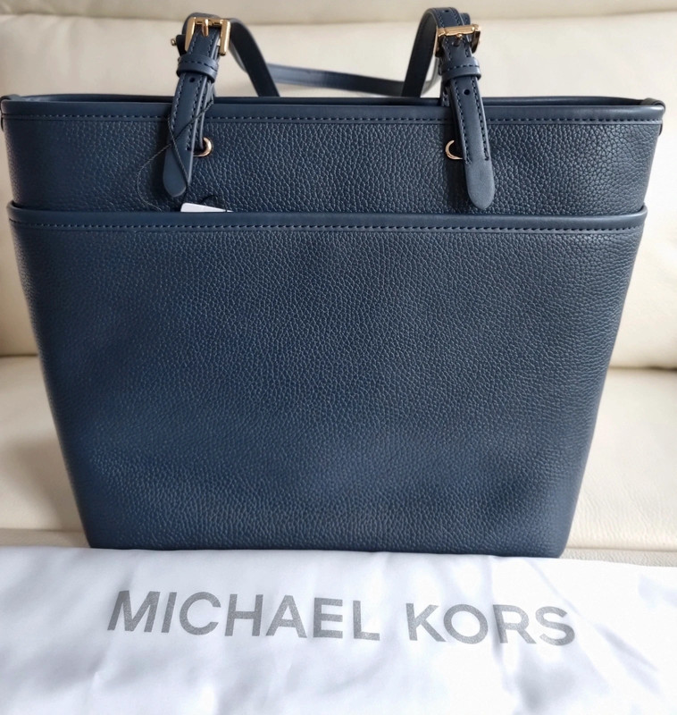 Brand New Michael Kors Blue Leather Tote Bag with tags 3