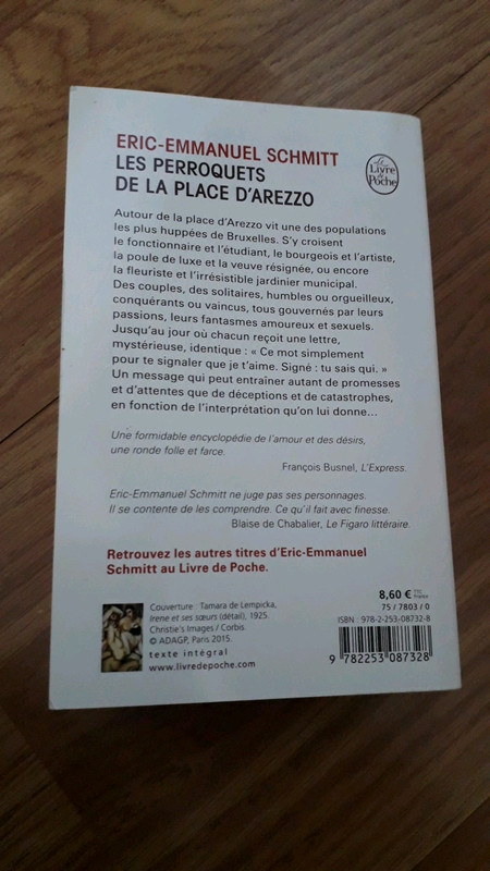 Livre Les Perroquets de la place d Arezzo d Eric Emmanuel Schmidt