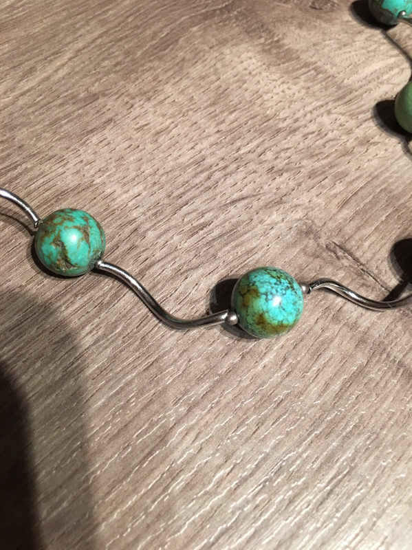 Ensemble collier et bracelet argent et turquoise du Tibet  3