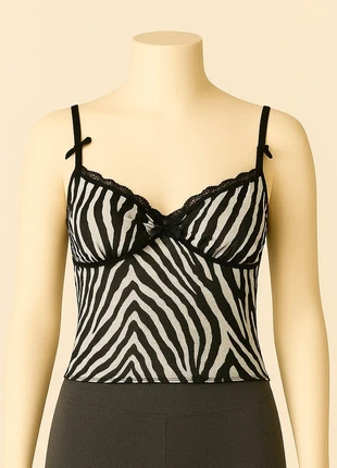Sommer-Top bauchfrei mit Zebra-Muster, marke: Shein, zustand: Sehr gut, größe: M / 38 / 10, 2,50 €, 3,33 € inklusive Vinted-Käuferschutz