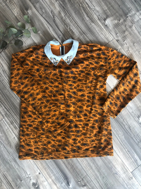 Orange leopard 2025 print jumper