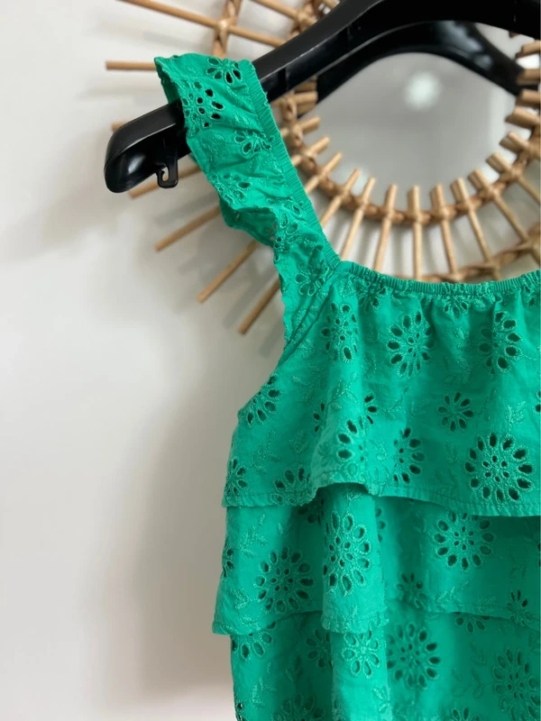 Top broderies ajouré vert Zara - photo numéro 4