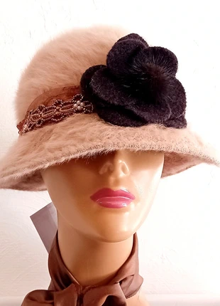 🎩 Style années vintage 30 Chapeau hiver femme Angora Taille 58, merk: Vintage Chic, staat: Nieuw met prijskaartje, maat: 58, € 52,00, € 55,30 inclusief Kopersbescherming