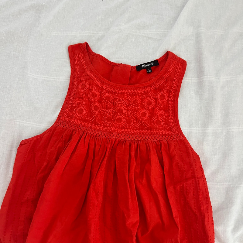 Madewell red embroidered tank top 2