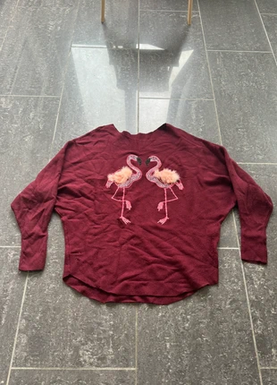 Bordeauxrode Trui met Flamingo Accenten, estado: Muy bueno, tamaño: Talla única, 4,00 €, 4,90 € Protección al comprador incluida