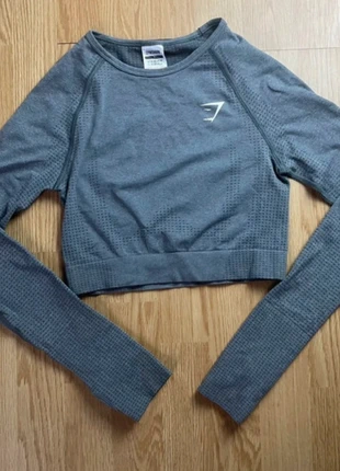 Crop Top Gym Shark Gris Sportswear, marca: Gymshark, estado: Muy bueno, tamaño: S / 36 / 8, 18,00 €, 19,60 € Protección al comprador incluida