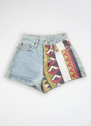 59DÉTÉ - Short jean vintage, XS, motifs aztèques, marque: sans marque, état: Bon état, taille: XS / 34 / 6, 9,99 €, 11,19 € Protection acheteurs (Pro) incluse