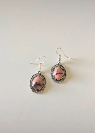 Boucles d’oreilles pendentifs médaillons roses, condition: Very good, €5.00, €5.95 includes Buyer Protection