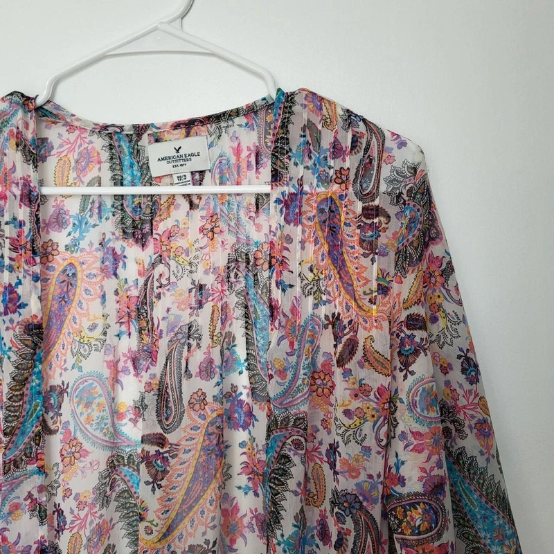 multicolor paisley pattern semi sheer flowy cardigan 5