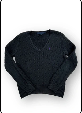 Pull col V noir en coton Ralph Lauren Sport femme taille XL, merk: Ralph Lauren, staat: Heel goed, maat: XL / 42 / 14, € 50,00, € 53,20 inclusief Kopersbescherming