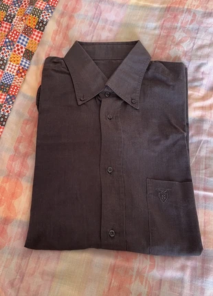 Camicia nera - grigio scuro maniche lunghe in cotone, état: Très bon état, taille: L, 5,00 €, 5,95 € Protection acheteurs incluse