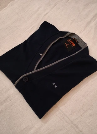 Cardigan Sun68 Uomo/Homme S – Nero/Noir con Bordo Grigio – Cotone Cashmere, marca: Sun68, estado: Muito bom, tamanho: S, €29.00, €31.15 inclui Proteção do Comprador