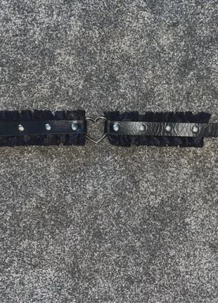 Goth choker, gothic alternative necklace frilly heart choker leather, brand: Alternative, condition: Very good, £2.20, £3.01 includes Buyer Protection