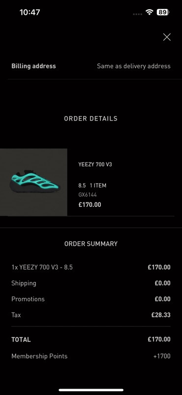 Yeezy clearance 700 receipt