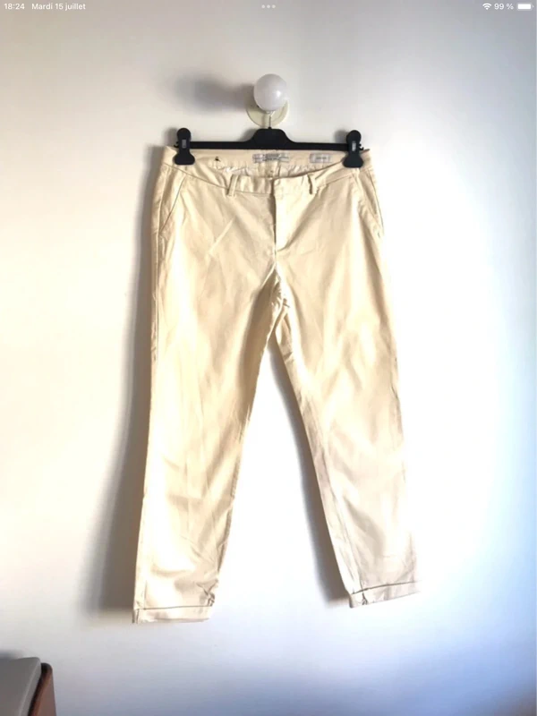 Pantalon ajusté crème Scotch and Soda taille 40 - photo numéro 2