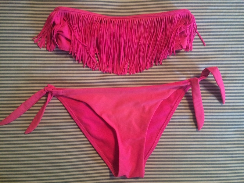 maillot de bain rose avec franges  1