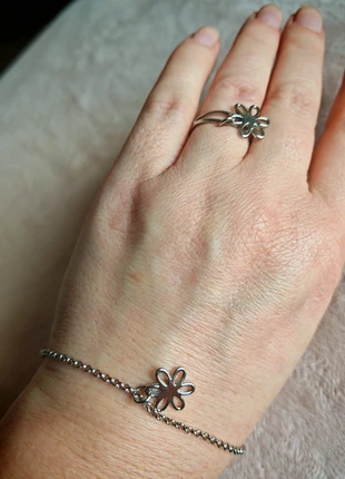 Set delicate bracialet and ring with flower adjustable jewellery set new gift, état: Neuf sans étiquette, 15,00 €, 16,45 € Protection acheteurs incluse