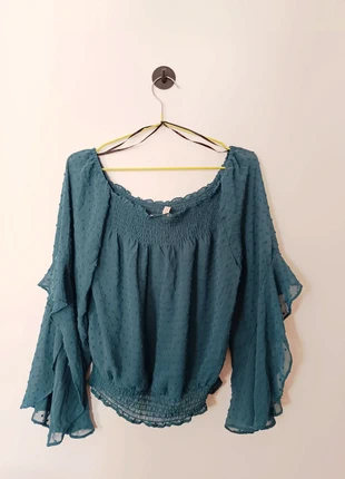 Top Blouse à épaules dénudées Bohème - H&M – Taille S, marca: H&M, estado: Muy bueno, tamaño: S / 36 / 8, 5,00 €, 5,95 € Protección al comprador incluida