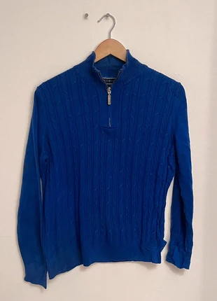 Pull en maille 1/4 zip Karen Scott bleu électrique - S Homme, merk: Karen Scott, staat: Heel goed, maat: S, € 8,00, € 9,10 inclusief Kopersbescherming