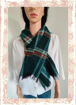 Écharpe à carreaux vert sapin orange et blanc - 122x28, marque: Vintage Dressing, état: Très bon état, 8,00 €, 9,10 € Protection acheteurs (Pro) incluse