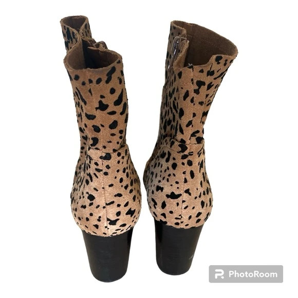 Gibson Latimer Lessonii Cheetah/Leopard Suede Block Heel Boots Size 8.5 3