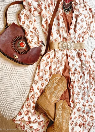 🍂Cream Geometric Print Kimono Dress – Size S (UK 6-10), brand: Inspirations, condition: New with tags, size: S / 36 / 8, €19.99, €21.69 includes Buyer Protection