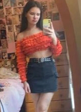 Orange AD LIB off the shoulder ruffle top, brand: AD LIB, condition: Very good, size: S / 36 / 8, €4.50, €5.43 includes Buyer Protection