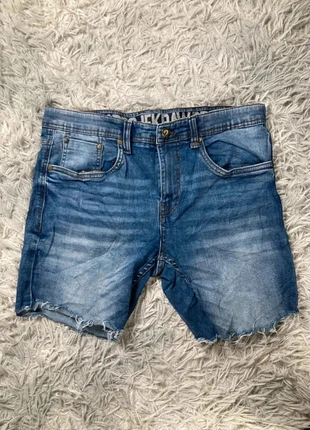 Short en jean Vintage Tekday Blue Distressed Denim Raw Hem Worn Look Y2K 90s Jort, brand: Vintage Dressing, condition: Very good, size: W34, €15.00, €16.45 includes Buyer Protection Pro