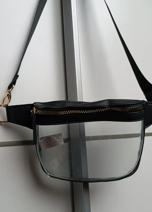 Petit sac sacoche banane transparent original lanière noire détail doré, marque: Primark, état: Neuf sans étiquette, 4,00 €, 4,90 € Protection acheteurs incluse