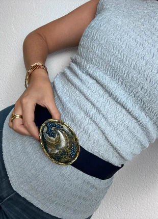 Vintage Statement Blue Belt Elasticated, marque: Unique Vintage, état: Très bon état, taille: 75 cm, 5,00 €, 5,95 € Protection acheteurs incluse