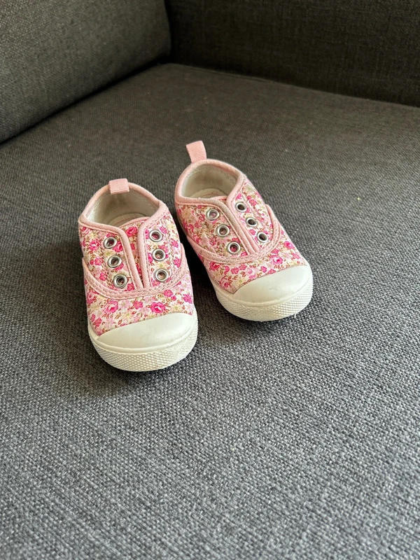 Chaussures en toile à motif fleur bébé fille, rose, taille 21