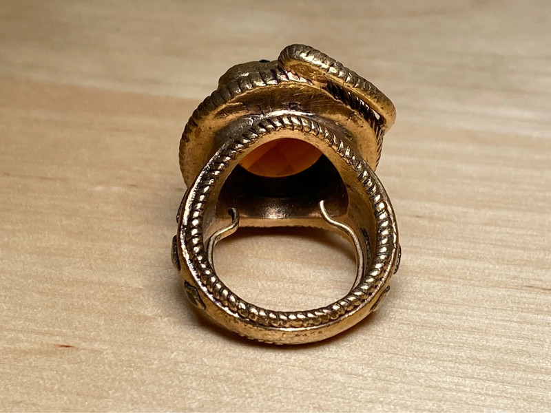 Gold Statement Snake Ring w/ Amber Stone 5