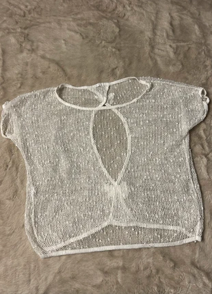 Blouse en crochet – Blanc – Taille unique – Noeud derrière – Sequins & Paillettes – Vintage, marque: Tendance, état: Neuf sans étiquette, taille: Taille unique, 5,00 €, 5,95 € Protection acheteurs incluse