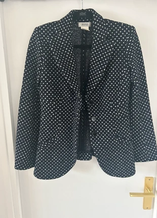 Veste en laine à pois marine neuve Sonia Rykiel, marca: Sonia by Sonia Rykiel, estado: Novo sem etiquetas, tamanho: S / 36 / 8, €45.00, €47.95 inclui Proteção do Comprador