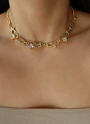 Lovely choker style necklace electro/gold plated with zircons details, brand: NECKLACE, condition: Very good, £8.90, £10.05 includes Buyer Protection Pro