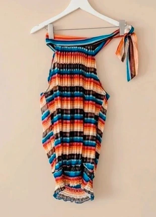 Top plissé multicolore éclatant - Taille 38 - Neuve, marque: Tendance, état: Neuf sans étiquette, taille: M / 38 / 10, 6,90 €, 7,95 € Protection acheteurs incluse